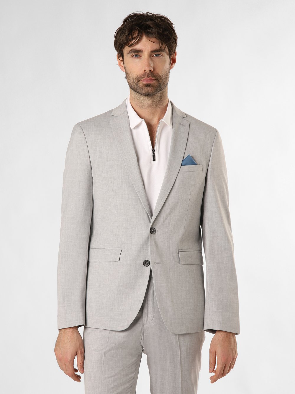 Finshley & Harding Męska kurtka modułowa - Oakland Mężczyźni Slim Fit szary marmurkowy, 94