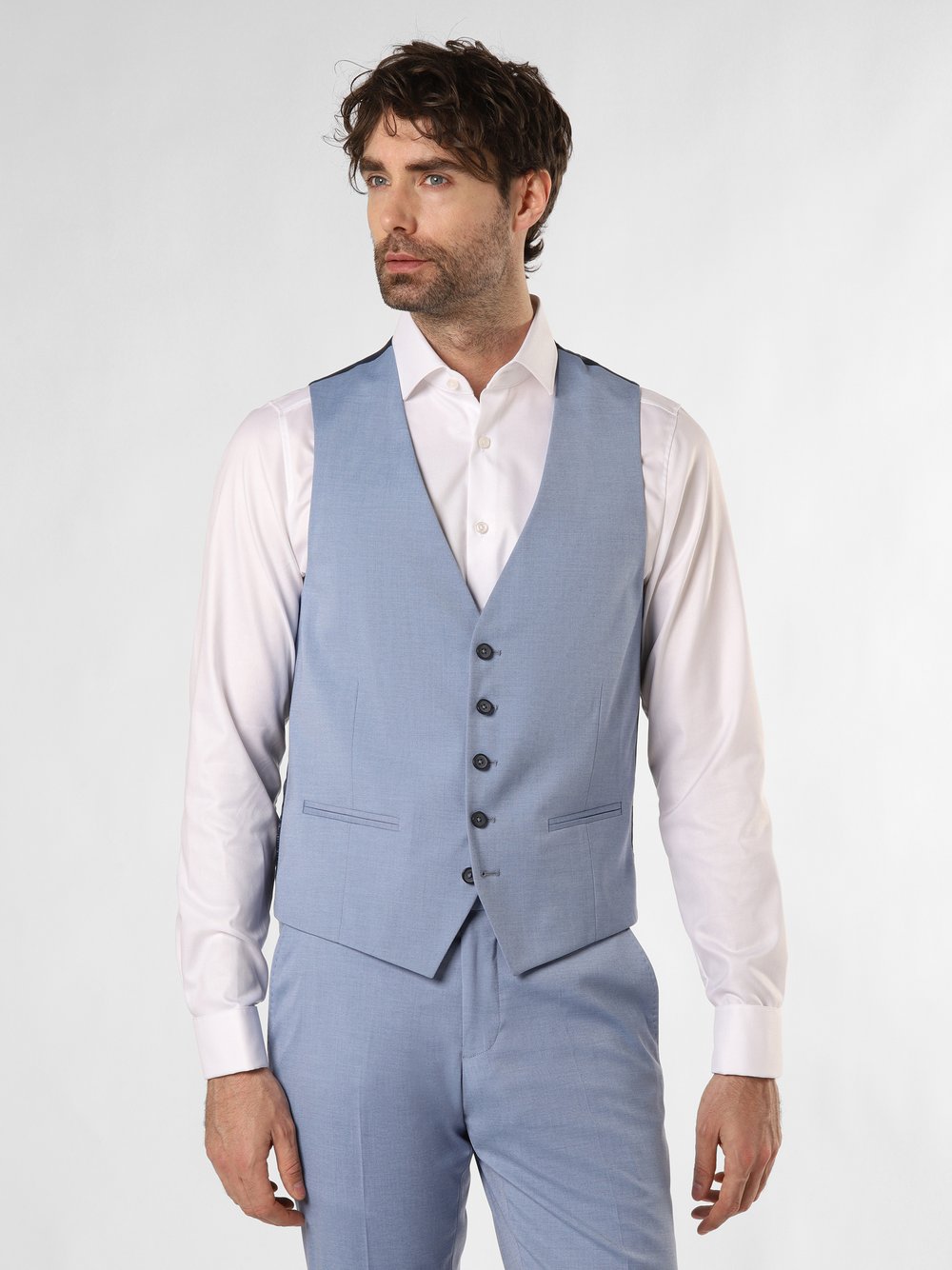 Finshley & Harding Męska kamizelka modułowa - Alameda Mężczyźni Slim Fit niebieski marmurkowy, 48