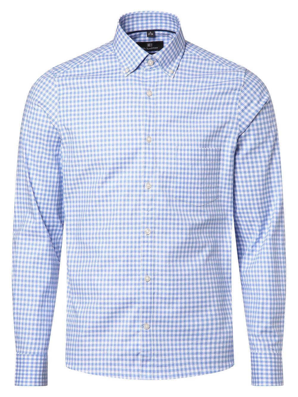 Nils Sundström Koszula męska Mężczyźni Slim Fit Bawełna niebieski|biały w kratkę, M