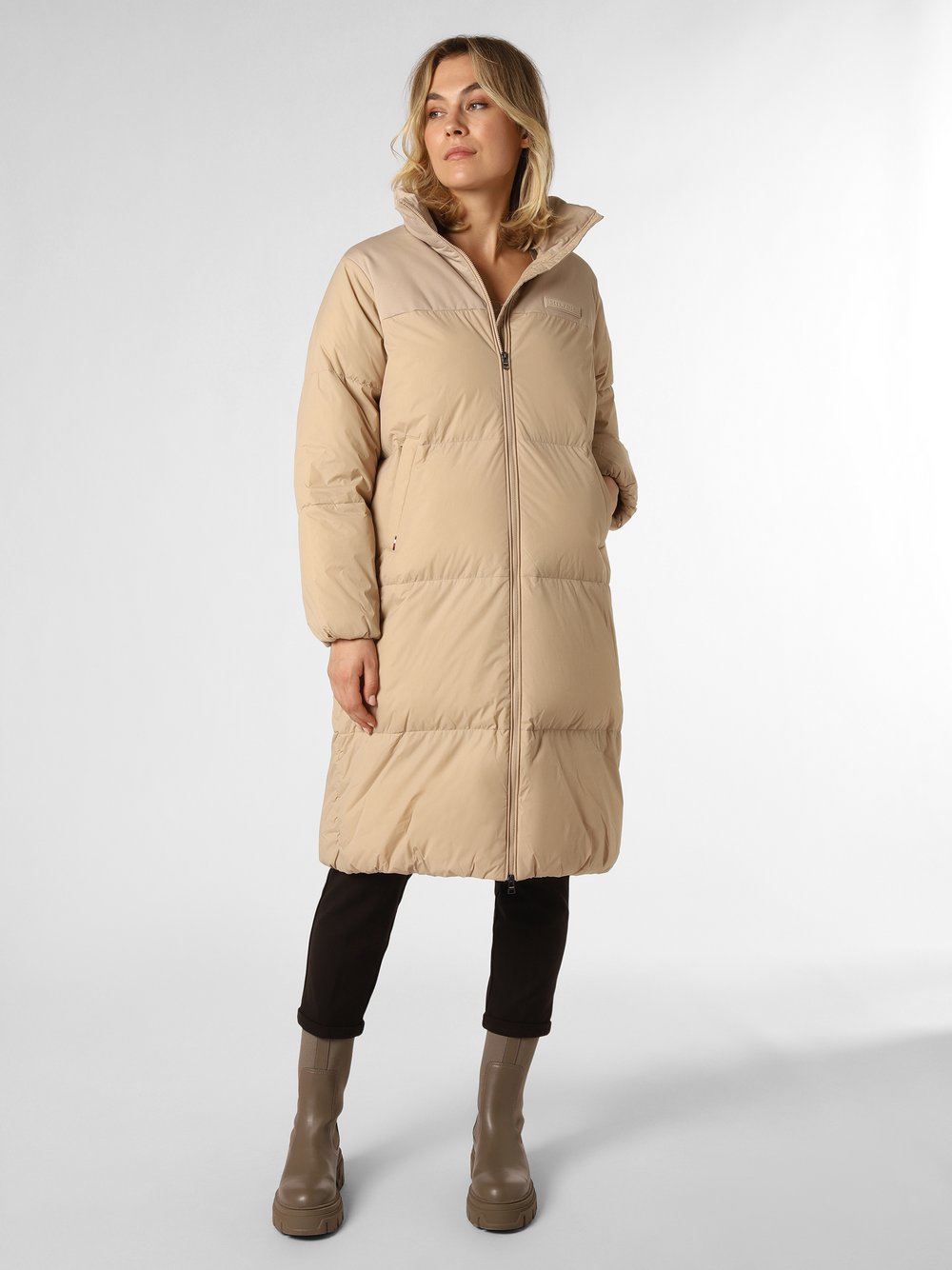 Tommy Hilfiger Damski płaszcz pikowany Kobiety beżowy jednolity, S