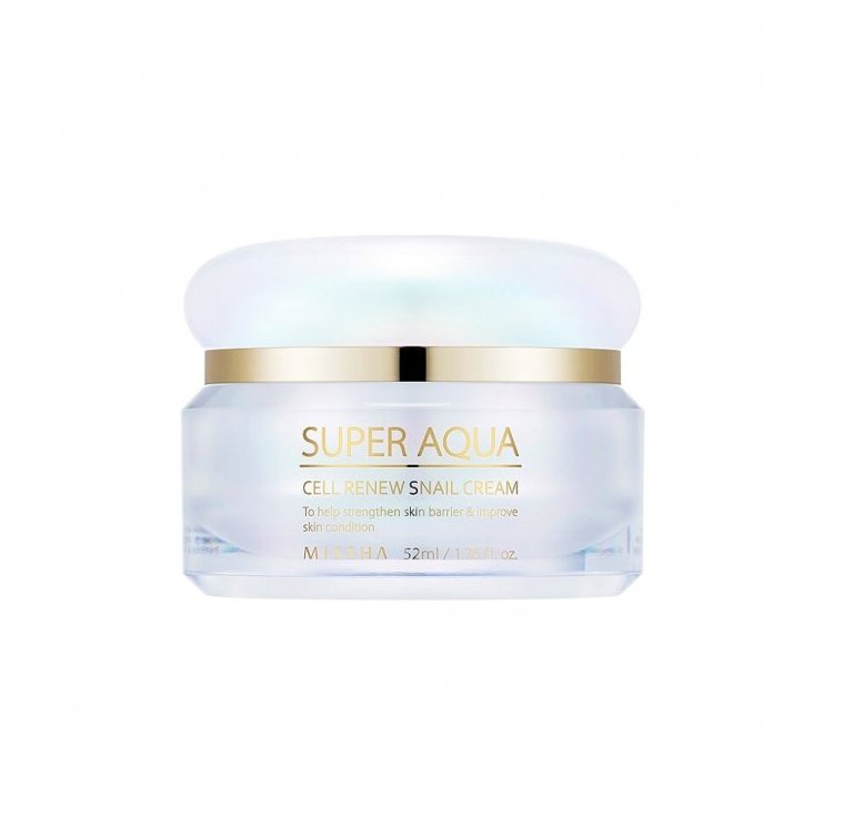 Missha Super Aqua Cell Renew Snail Cream | Intensywnie regenerujący krem do twarzy z filtratem ze śluzu ślimaka