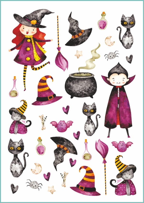 Tatuaże zmywalne tymczasowe na halloween, arkusz A4