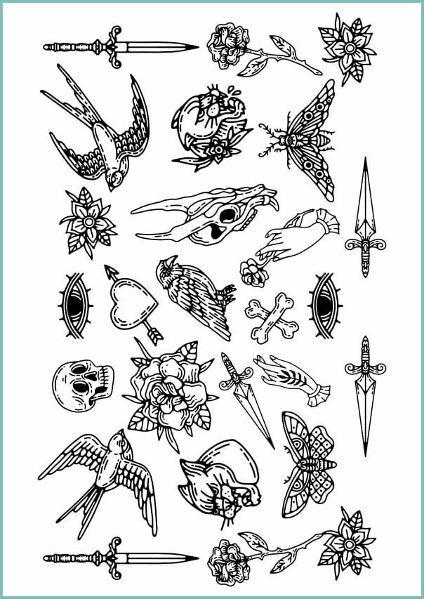 Tatuaże zmywalne tymczasowe na Halloween, arkusz A4