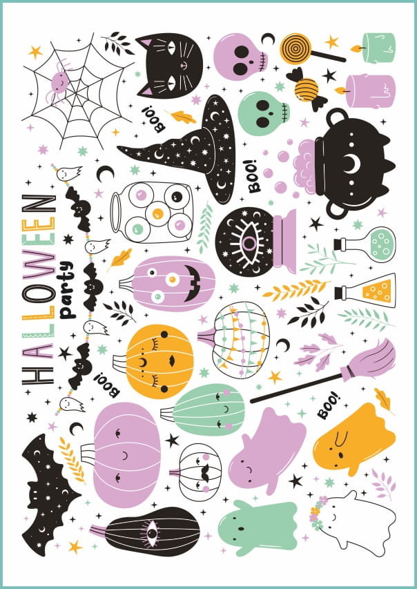Tatuaże zmywalne tymczasowe na halloween, arkusz A4