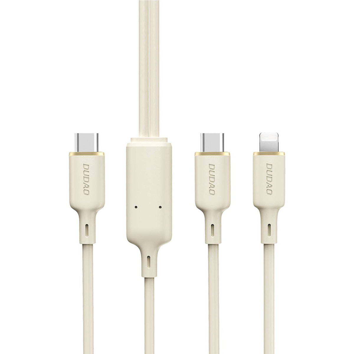 2w1 Kabel przewód wzmacniany SR USB-C - USB-C / Lightning 100W 1.2m beżowy