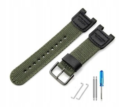 NOWY, KHAKI SKÓRZANY - PARCIANY PASEK 24/12MM SGW-100, SGW-200, GW-3500B