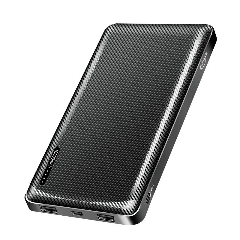 Power bank 10 000 mAh, 2x USB-A, USB-C, micro-USB, czarny - Typhoon