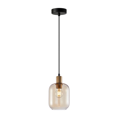 Norlis lampa wisząca 1xE27 czarna/bursztynowy PND-54738A-1-BRO-AMB