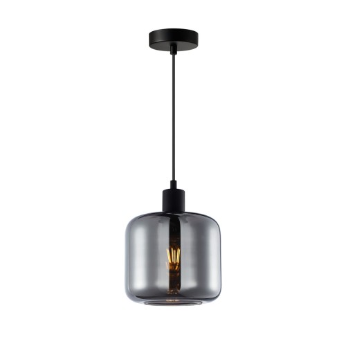 Maluna lampa wisząca 1xE27 czarna/dymiony PND-74920-1-BK-SG