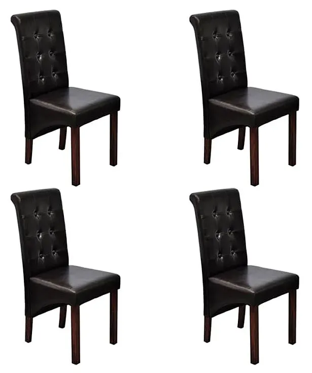 Zestaw 4 pikowanych krzeseł z ekoskóry wenge D6-M31