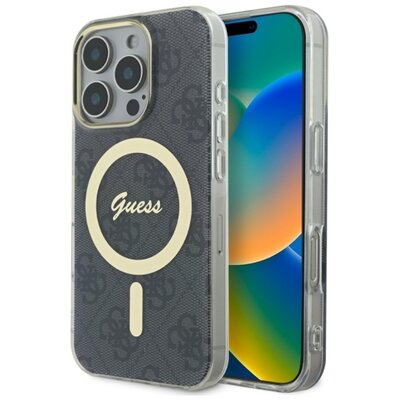 Etui GUESS IML 4G MagSafe do Apple iPhone 16 Pro Czarny | Bezpłatny transport