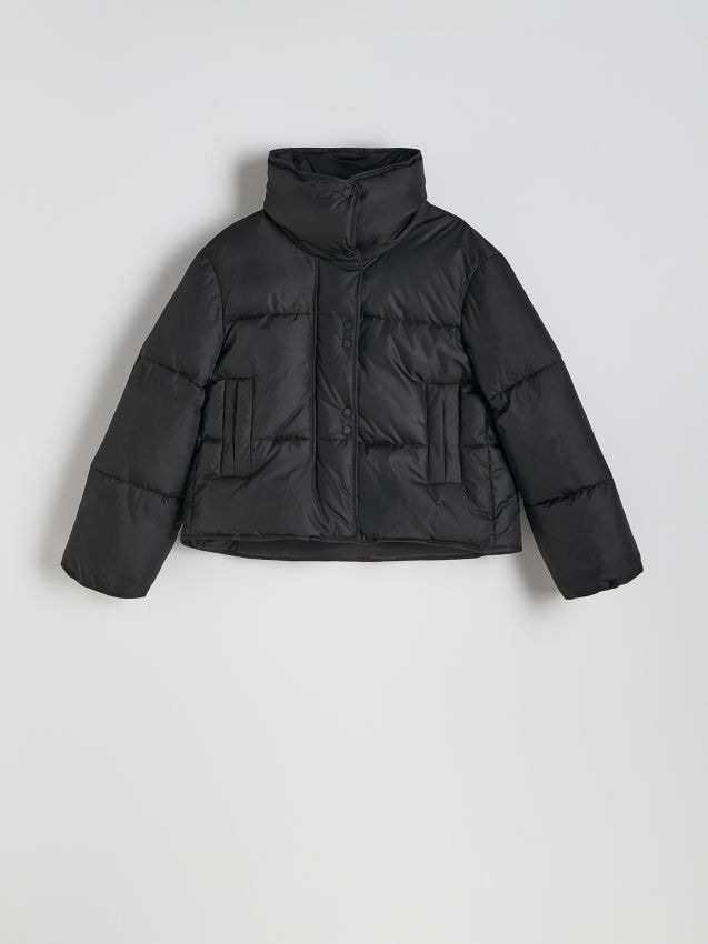 Reserved - Pikowana kurtka oversize - czarny