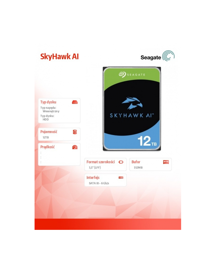 seagate Dysk twardy SkyHawk AI 12TB 3,5 cali 512MB