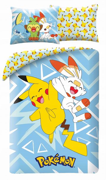 Pościel dziecięca Pokemon 140 x 200 cm Halantex Mikrofibra Pikachu Pikaczu