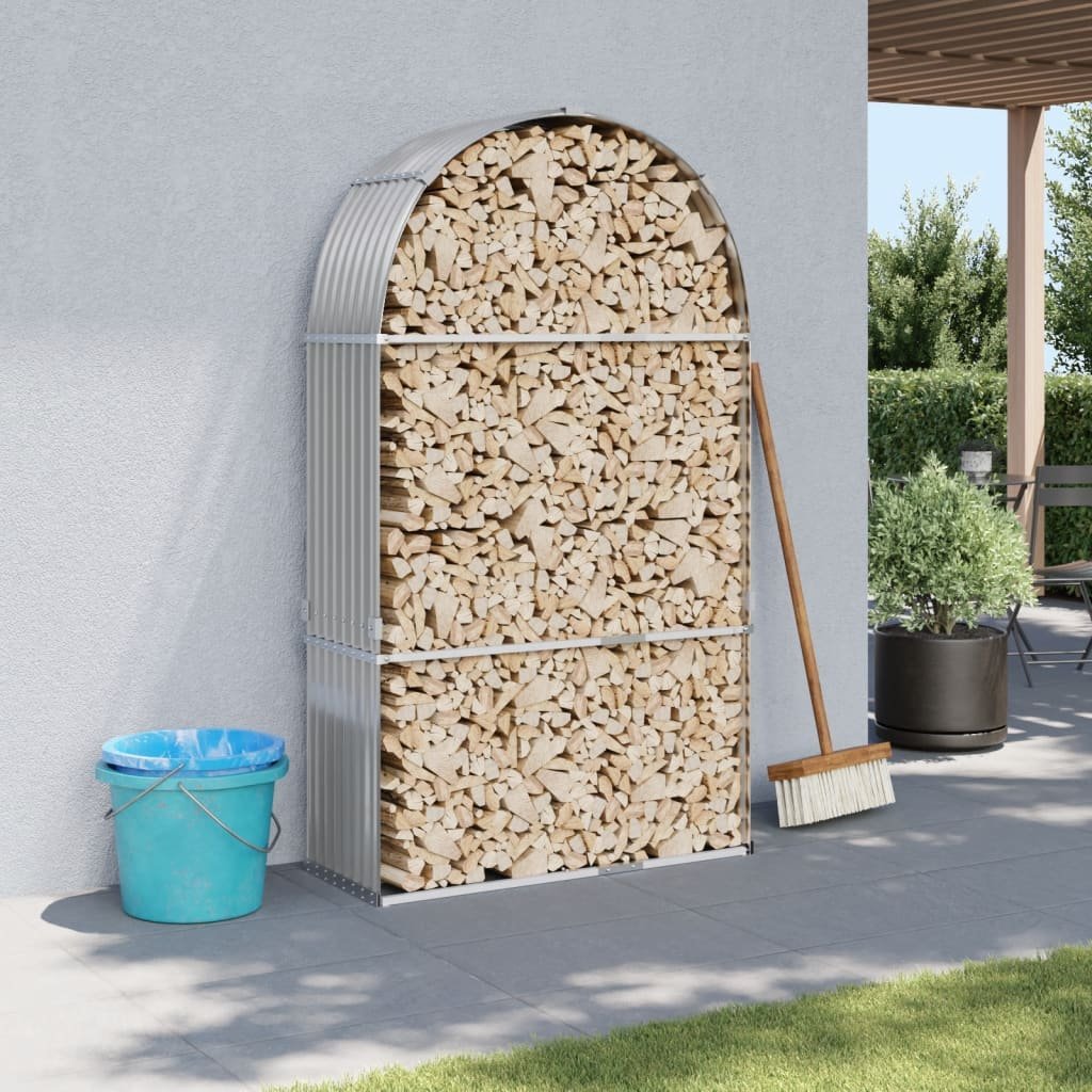 Drewutnia vidaXL Stojak na drewno, jasnoszary, 120x45x210 cm, stal galwanizowana Lumarko!