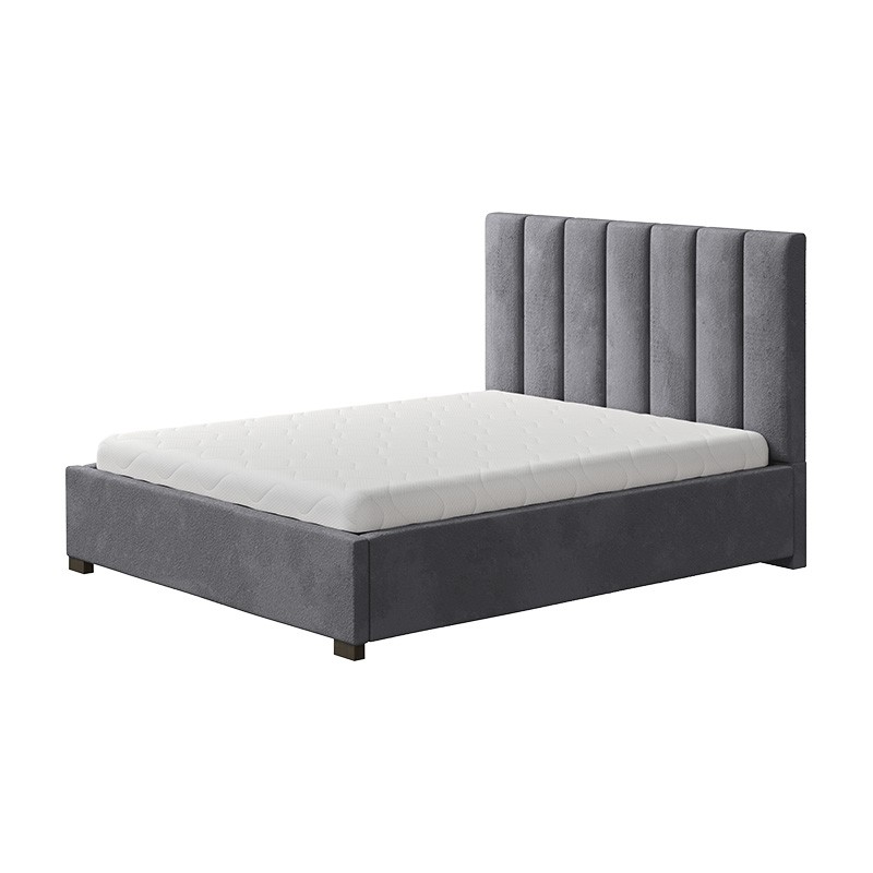 Łóżko FELL NEW CONCEPT tapicerowane : Rozmiar - 160x200, Tkanina - Grupa II, Pojemnik  - Z pojemnikiem, Nogi - Metalowa srebrna, Grubość ramy - 5 cm