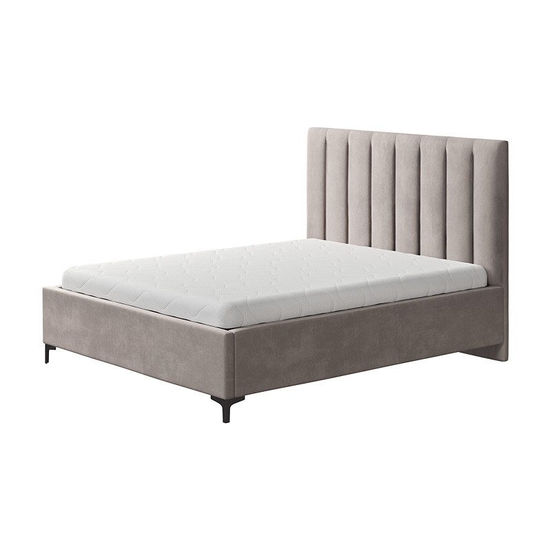 Łóżko LAKI NEW CONCEPT tapicerowane : Rozmiar - 160x200, Tkanina - Grupa I, Pojemnik  - Bez pojemnika, Nogi - Ślizgacz, Grubość ramy - 7 cm