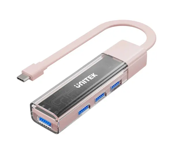 Unitek H1319APK01 USB C/USB A 5Gbps 4x USB A Różowy