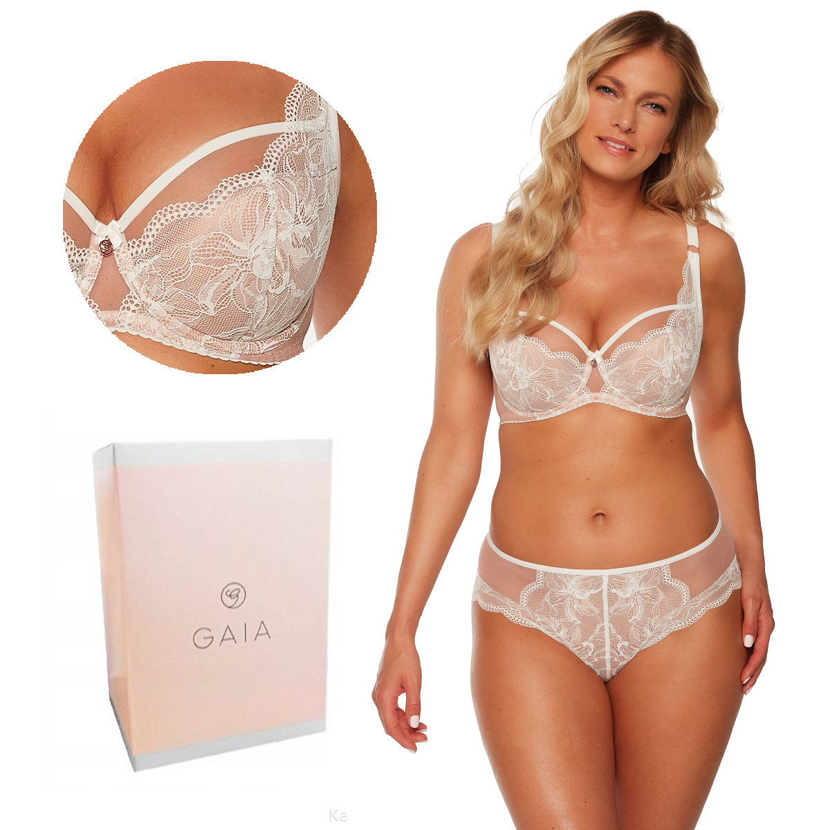 Biustonosz z koronką GAIA Semi-Soft Luiza 1242 półusztywniany ecru mokka 70I