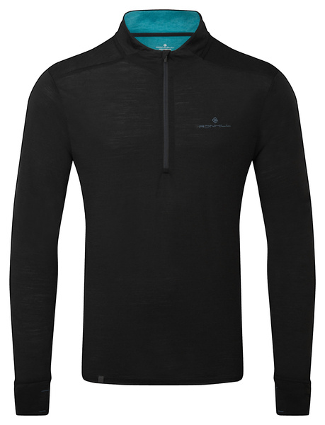 RONHILL Bluza biegowa męska TECH MERINO 1/2 ZIP black/lake