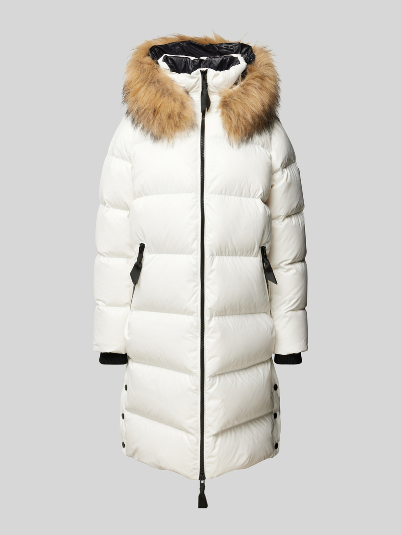 Płaszcz puchowy z obszyciem ze sztucznego futra
