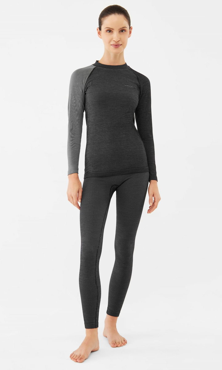 top Komplet bielizny damskiej termoaktywnej z wełny merino i bambusa Viking Mounti 0800 grafitowy - XL