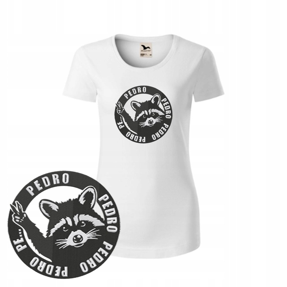 T-SHIRT DAMSKI SZOP PEDRO BIAŁY M KRÓTKI RĘKAW HAFT PREZENT BAWEŁNA 100%