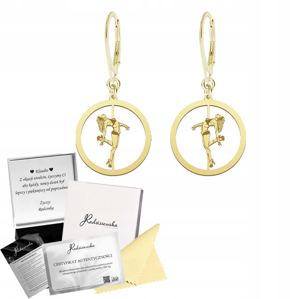 Złote Kolczyki Pole Dance Srebro 925 Bigiel Prezent GRAWER GRATIS