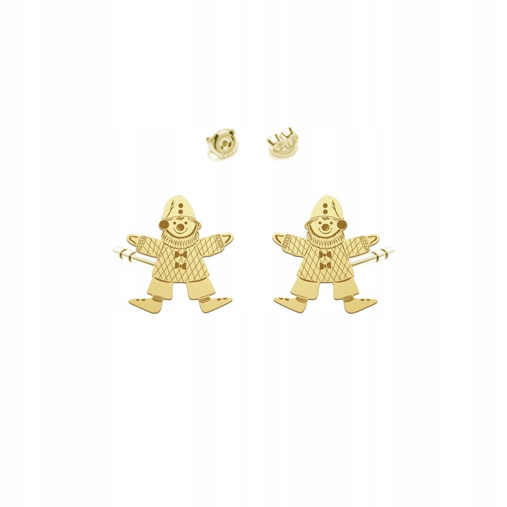 Kolczyki Złote Pajacyk Sztyfty Prezent Biżuteria Srebro 925 ŻYCZENIA GRATIS