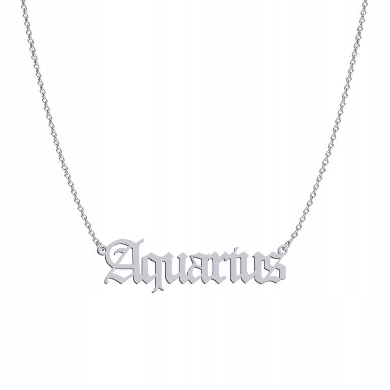Naszyjnik Srebrny Znak Zodiaku Wodnik Aquarius 925 Prezent DEDYKACJA
