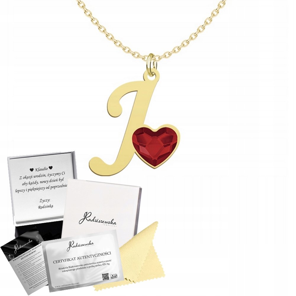 Naszyjnik z Literką J Litera Złota 925 Łańcuszek Prezent DEDYKACJA GRATIS