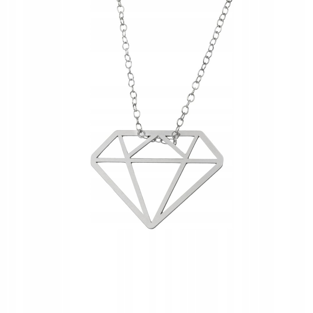 Naszyjnik Srebrny z Diamentem 925 Prezent Łańcuszek Dzień Kobiet DEDYKACJA