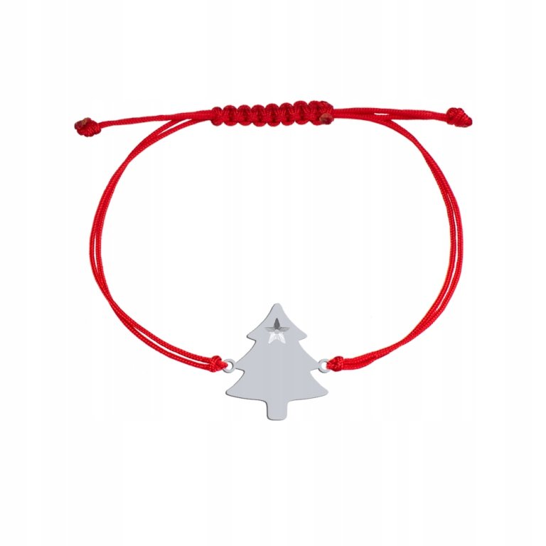 Bransoletka Srebrna z Choinką 925 Prezent na Święta ŻYCZENIA GRATIS