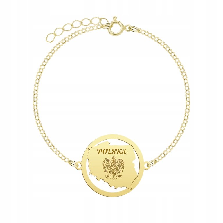 Pozłacana Bransoletka z POLSKĄ pancerka GRAWER