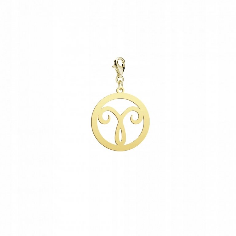 Pozłacany Charms Znak zodiaku BARAN DEDYKACJA