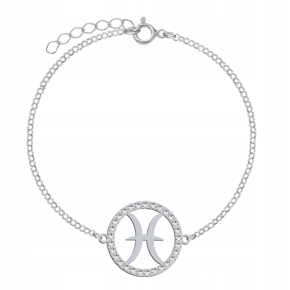 Srebrny Bransoletka Znak Zodiaku RYBY DEDYKACJA