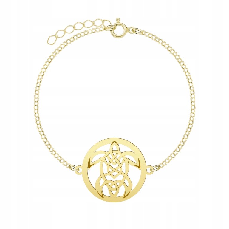 Pozłacana Bransoletka ŻÓŁW ażurowy DEDYKACJA GRAWE