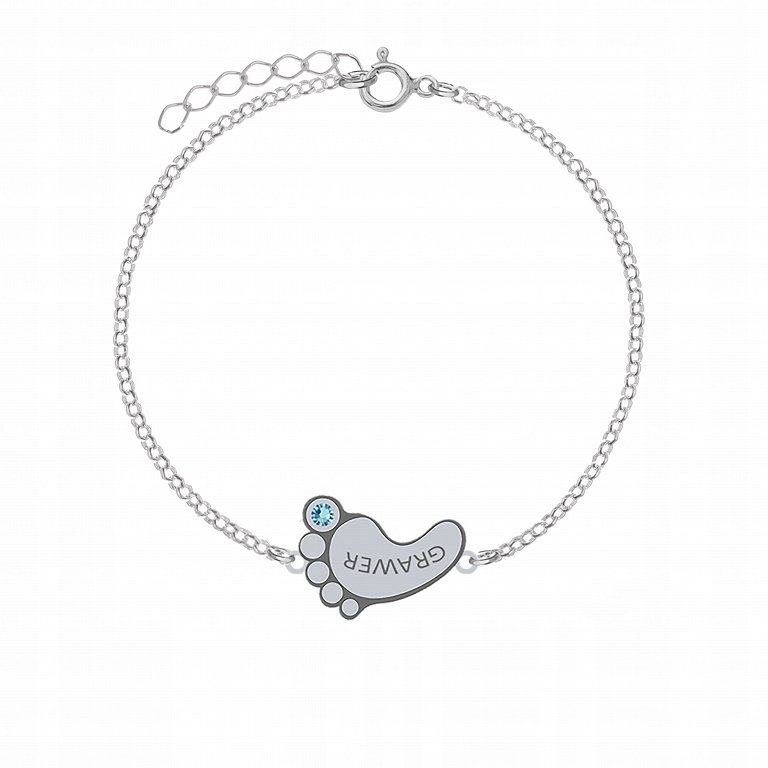Bransoletka srebrna Stópka Dziecka GRAWER GRATIS