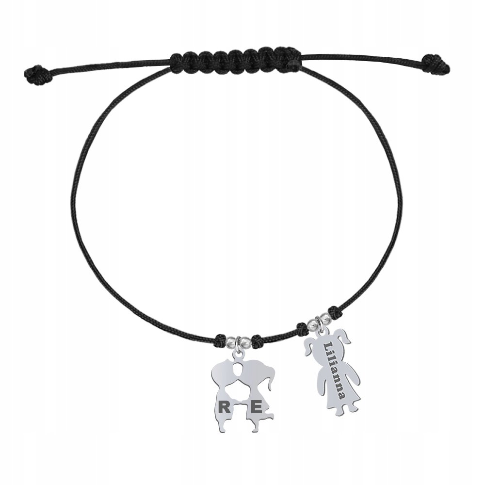 Bransoletka Srebrna Imię Dziecka Para Prezent 925 GRAWER ŻYCZENIA GRATIS