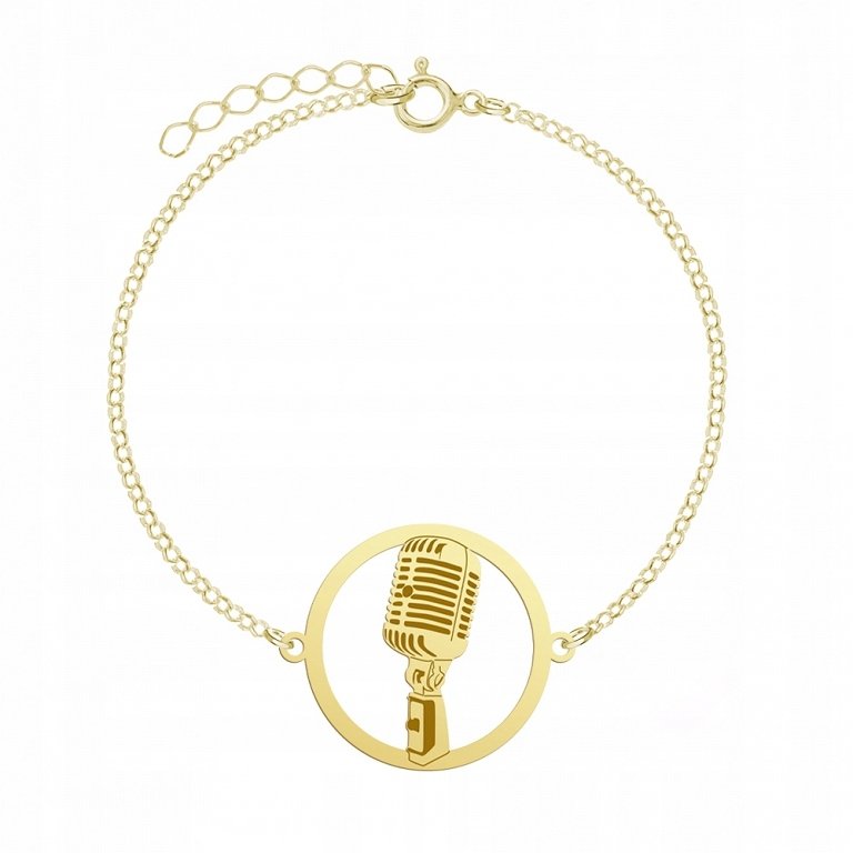 Bransoletka Pozłacana z Mikrofonem Mikrofon 925 DEDYKACJA GRAWER GRATIS