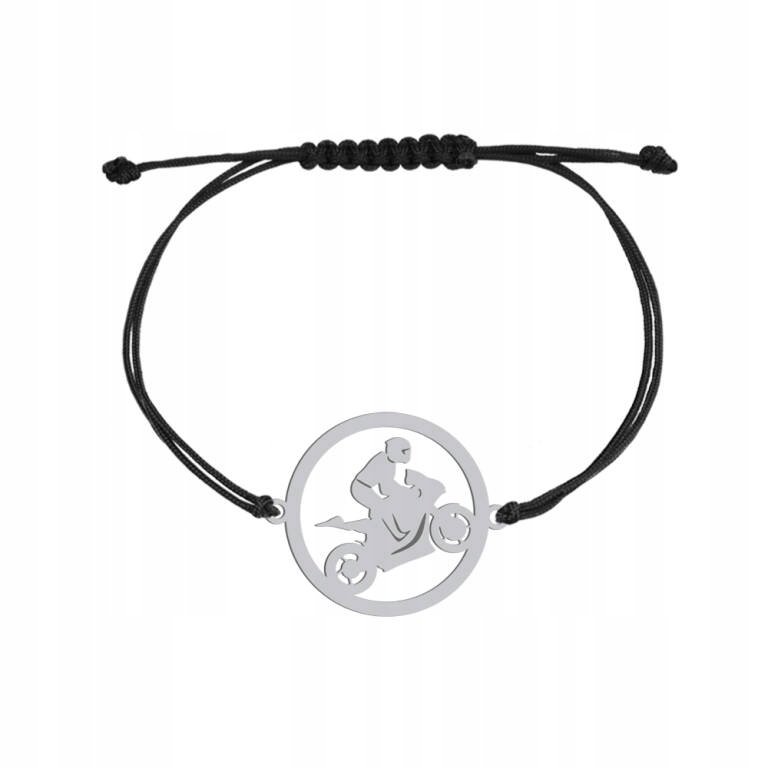 Bransoletka Srebrna Ścigacz 925 na sznurku Prezent GRAWER ŻYCZENIA GRATIS