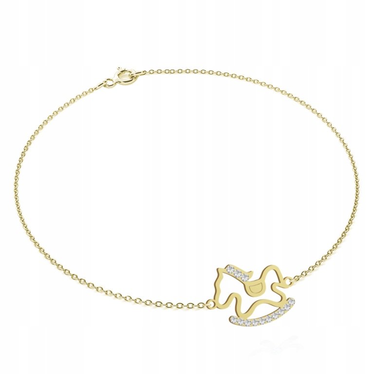 Pozłacana Bransoletka KOŃ NA BIEGUNACH DEDYKACJA