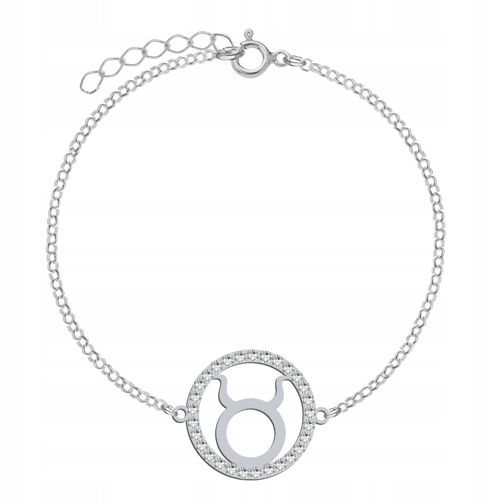 Srebrna Bransoletka Znak Zodiaku BYK DEDYKACJA