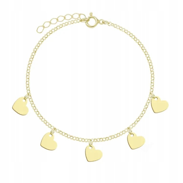 Złota Bransoletka na nogę Serce 925 Prezent Biżuteria DEDYKACJA GRATIS