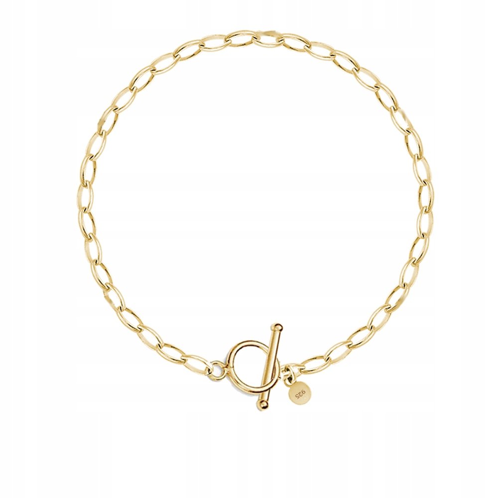 Bransoletka Złota Rolo TOGGLE Łańcuszek 925 PREZENT Grawer Życzenia Gratis