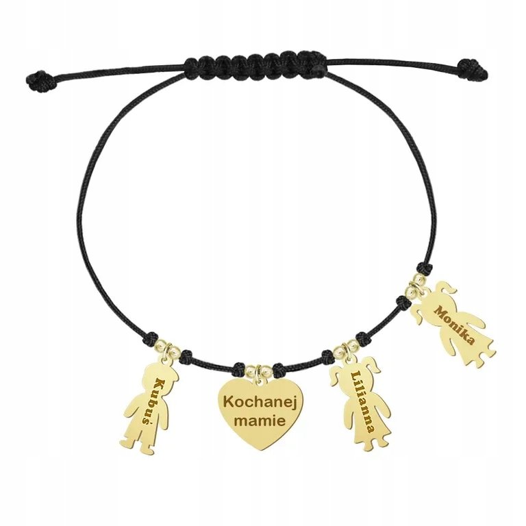 Bransoletka Pozłacana Serce Imię Dziecka 925 Biżuteria Prezent GRAWER