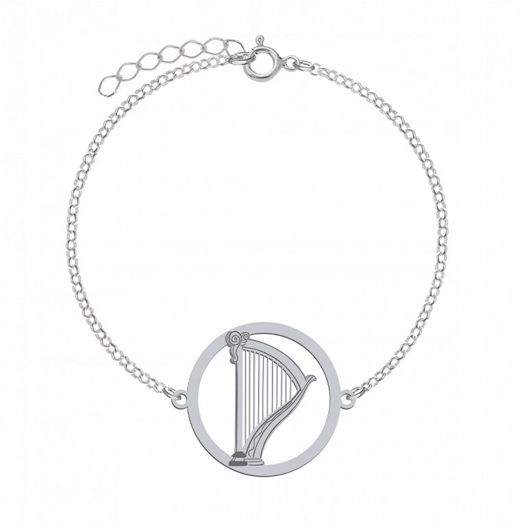 Bransoletka Srebrna Harfa Łańcuszek 925 Prezent GRAWER DEDYKACJA GRATIS