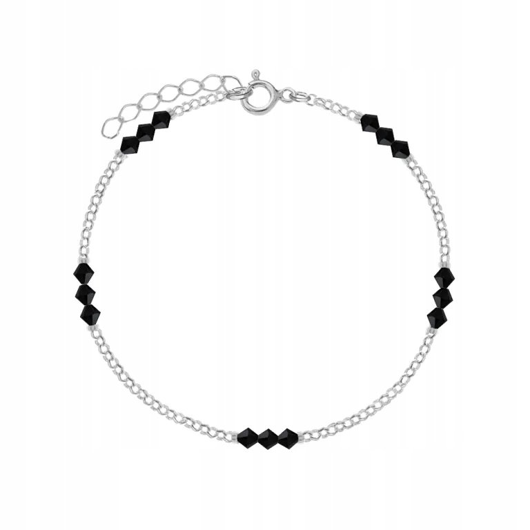 Bransoletka Srebrna na nogę Kryształy Łańcuszek Srebrny Prezent ŻYCZENIA