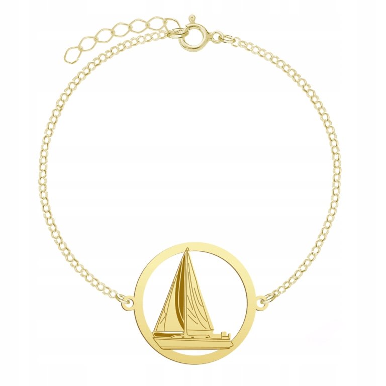 Pozłacana Bransoletka Żaglówka Żeglarstwo GRAWER