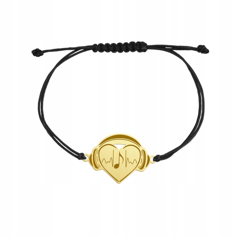 Pozłacana Bransoletka SERCE I SŁUCHAWKI Dedykacja
